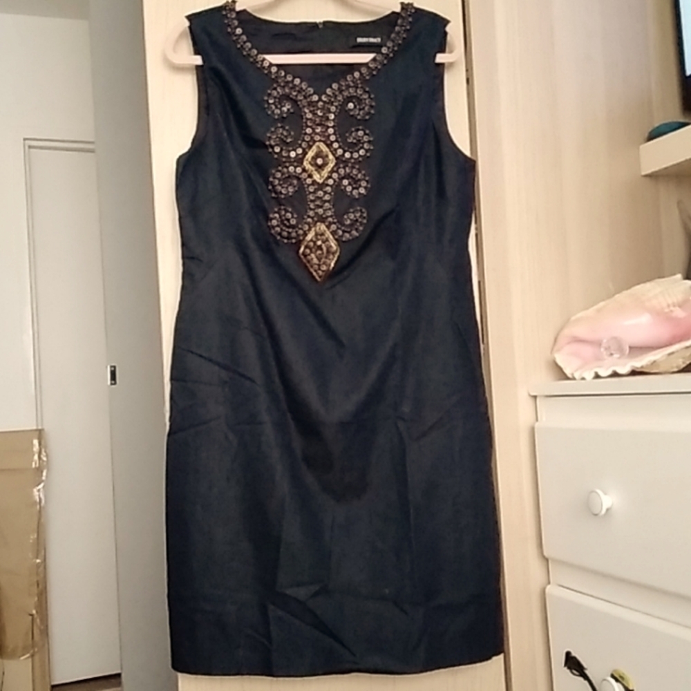 NEW Ellen Tracy Elegant Black Sleeveless Dress Sz 14
